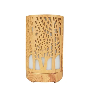 

New Openwork Wood Grain Ultrasound Aroma Diffuser Household Ultrasound Humidifier Bedroom Essential Oil Aromatherapy Machine