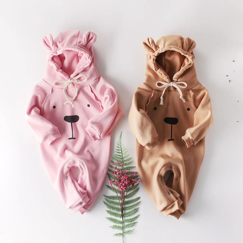 

INS Winter plus Velvet Baby Onesie Men And Women Children Infants Baby Bear Long-sleeve Jumpsuit Crawling Clothes