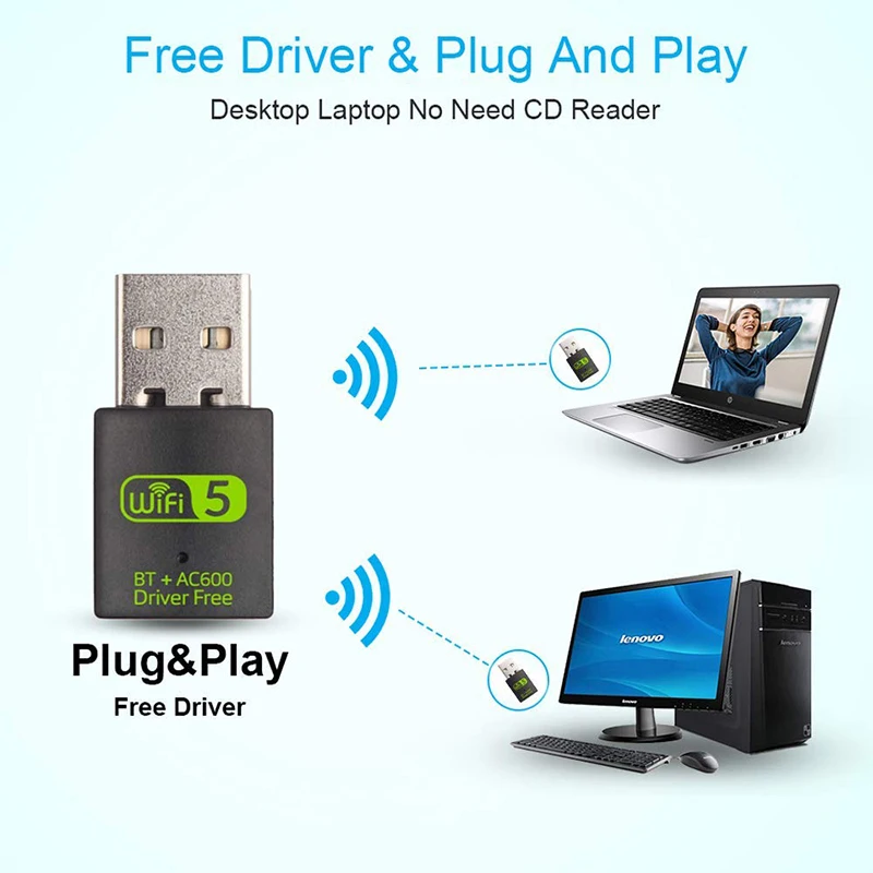 Adaptador Usb Wifi Bluetooth 600mbps Banda Dual 2,4/5ghz Receptor.