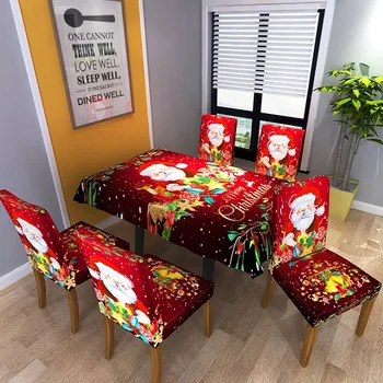 

Waterproof 2021 Christmas Tablecloth Decoration Table Cover And Chair Cover Christmas Tablecloth Rectangular For Kitchen Dining
