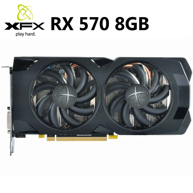 Видеокарты XFX RX 570 8GB 256Bit GDDR5 RX570-8GB видеокарта для карт AMD RX500 серии VGA RX570 8GB HDMI DVI RX 570 8G б/у