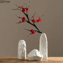 Керамическая ваза в стиле ретро, белые фарфоровые вазы, искусственный камень, настольный декор, гидропоника, цветочные вставки, искусственные цветы, винтажный домашний декор