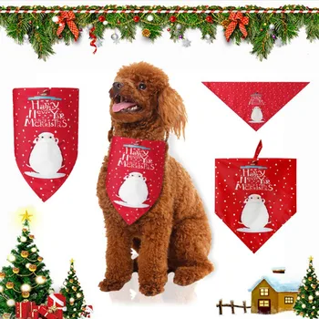 

Dog Polyester Plaid Elk Printed Bandana Pet Washable Decoration Scarf Handkerchiefs Bibs For Christmas New