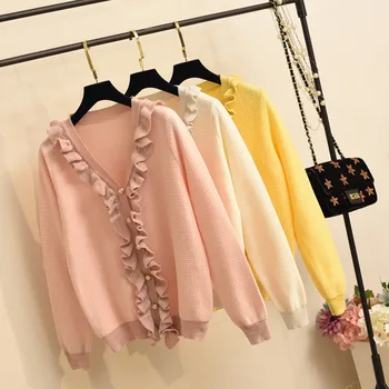 

New Thin Knitted Cardigan Jacket Women's Loose-Fit Sweater Coat Outwear Tops Spring Autumn Long Sleeve Knitting Shirts Female
