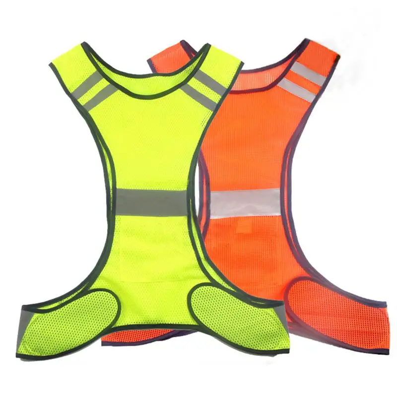 

Dragonpad Outdoor Sports Vest High Security Gear Stripes Jacket Polyester Mesh Reflective Vest with Pocket Night Cycling Running