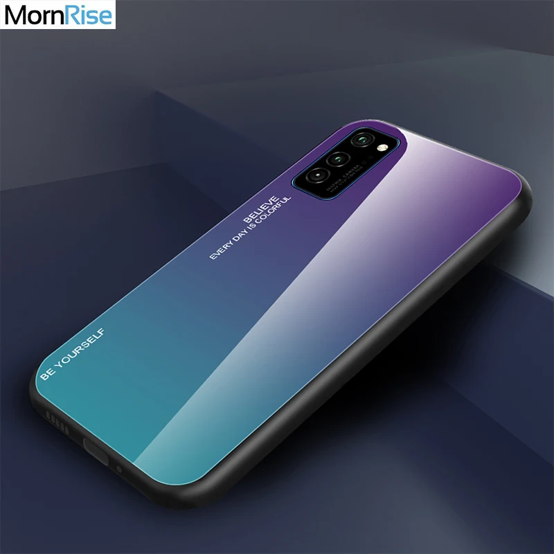 Flash Glitter Back Cover For Huawei Honor View 30 Case Gradient Tempered Glass Soft TPU Mold V30 Pro 5G Phone Cases | Мобильные