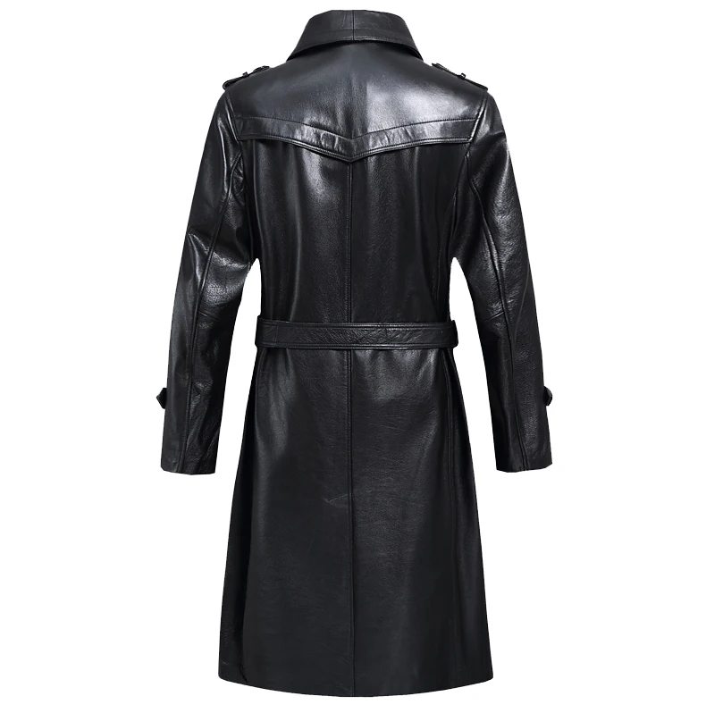 AYUNSUE Genuine Leather Jacket Sheepskin Long Coat Korean Slim Windbreaker Leather Coat Chaqueta Cuero Hombre FI008S YY1358