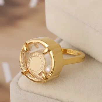 

Europe and the United States popular fashion jewelry pearl round card mash-up wind disc creative ring.