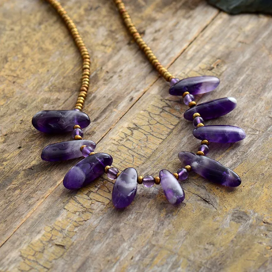 Tribal Amethyst Statement Necklace display