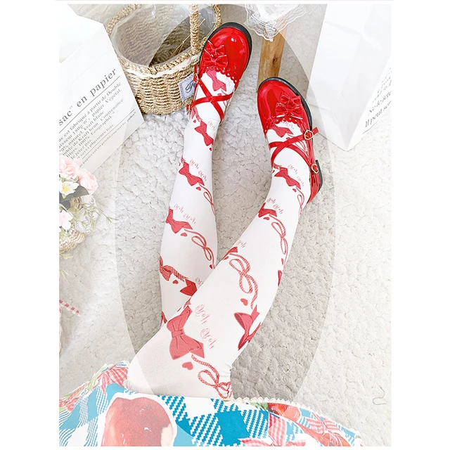 Lolita Stockings Female Summer And Fall In Tube Socks Velvet Printing Socks  Knee Socks Japanese Lolita - Stockings, Tights & Socks - AliExpress
