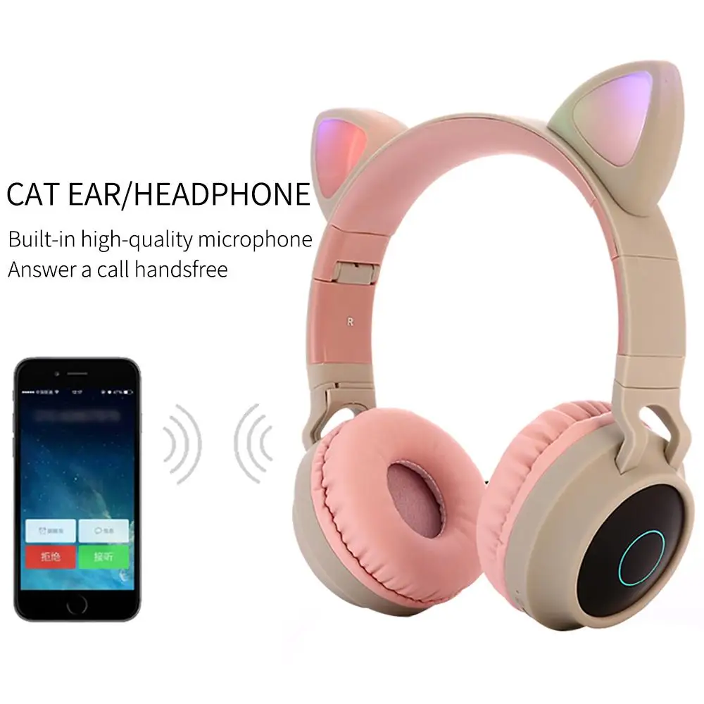 LED Cat Ear Noise Cancelling Headphones Bluetooth 5 0 Young People Kids Headset Support TF Card 3 5mm Plug With Microphone