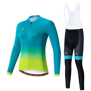 

MILOTO 2019 Cycling Clothing Women Set Autumn Bike Clothing Breathable Anti-UV Bicycle Wear Long Sleeve Cycling Jersey Sets