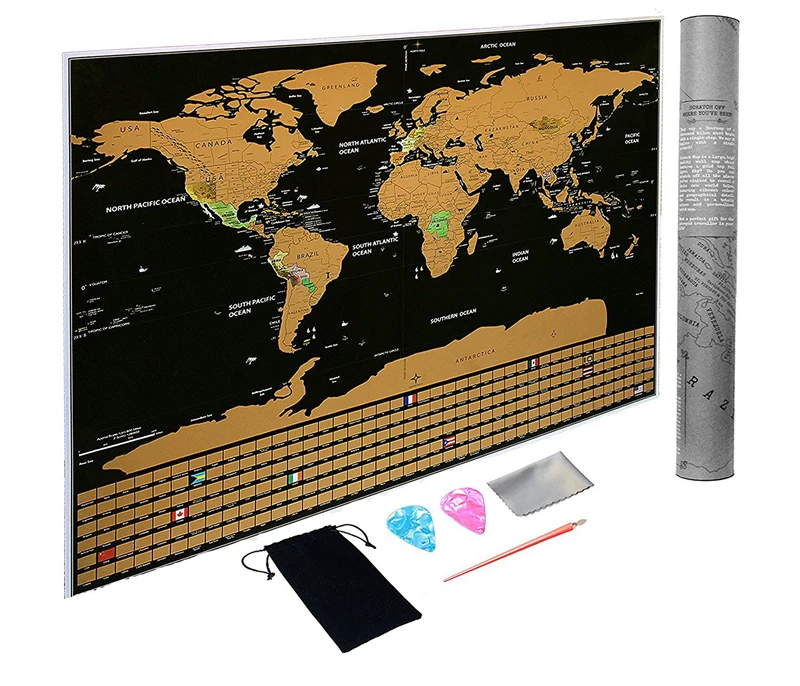 Large Size Scratch Off World Travel Map Premium Personalized Wall Sticker Poster All Country Flags Gift Package for Travelers (6)