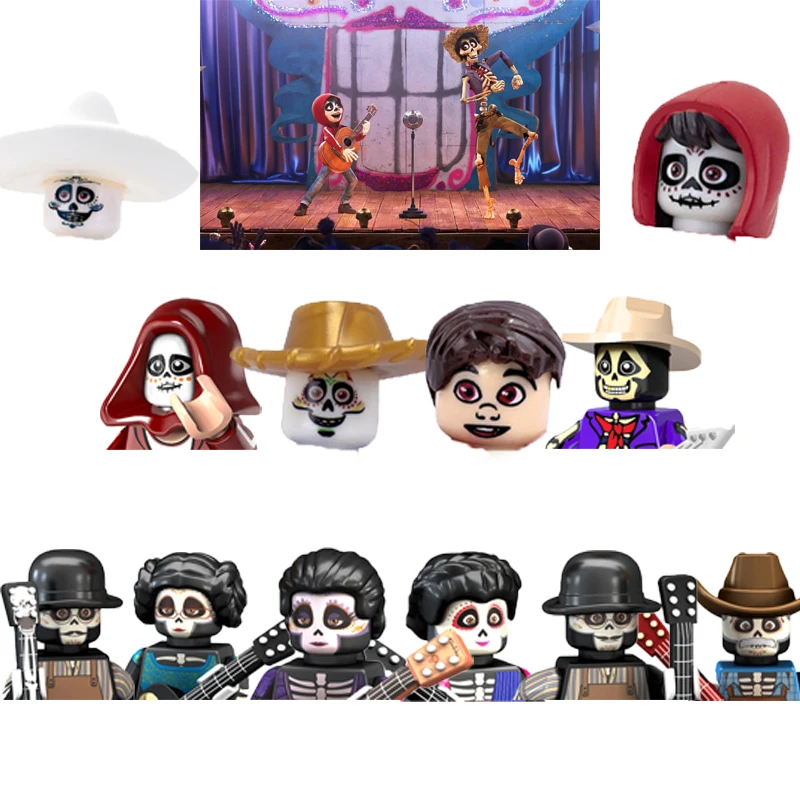 The Day Of Dead Coco Movie Victoria Quirinas Chino Alpacino Ector Miguel Ernesto de la Cruz Building Blocks Figure Head | Игрушки и