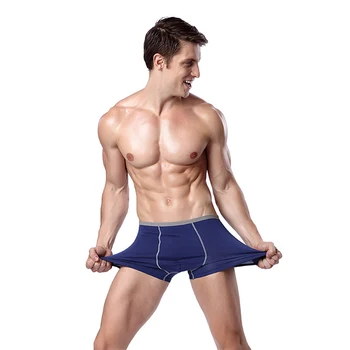 

Large Size Men's Underwear High Quality Solid Color Breathable 3D Sexy Underpants Black Blue Elastic Soft Boxer Shorts 4Pcs/lot