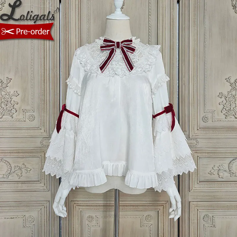 Witch ~ Sweet Ruffled Lolita Blouse Long Bell Sleeve Shirt by Alice Girl Pre-order |