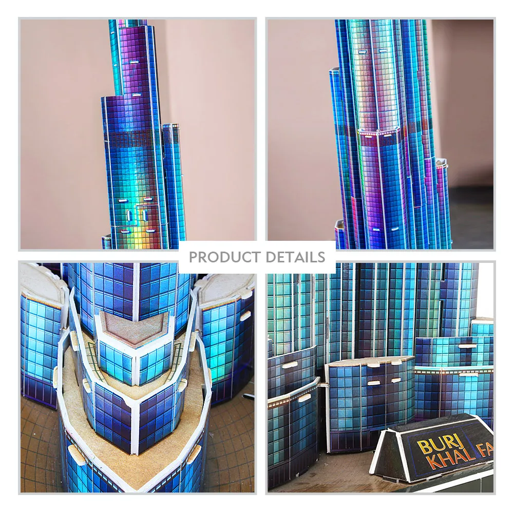CubicFun 3D Puzzles LED Dubai Burj Khalifa 57.5" H Architecture Building Model Kits 136Pcs Tower Jigsaw Toys for Adults Kids 5