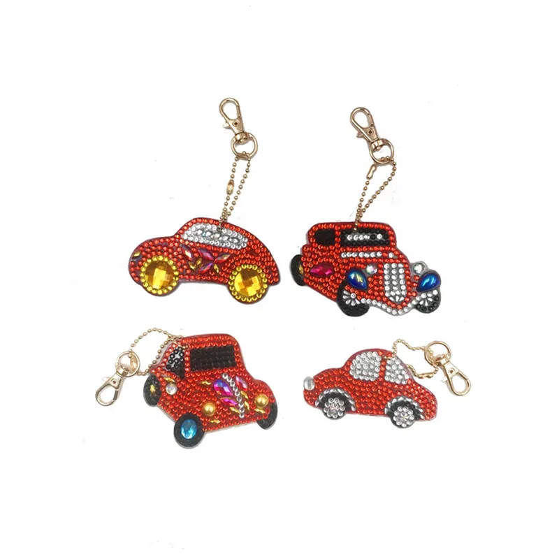 

New Arrival Diamond Keyring 4Pcs Car Bag Pendant Ornament Diamond Painting Keychain Jewelry Embroidery Cross Stitch DS020