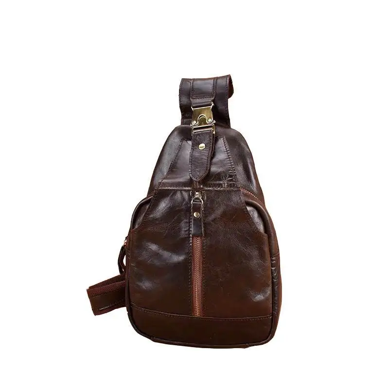 

Fashion & Casual Leather MEN'S Bag Men's Chest Pack Full-grain Leather Men's Shoulder Bag Multi-functional MEN'S Bag