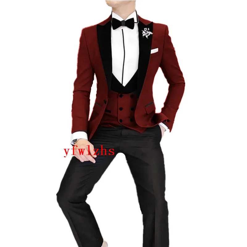 

Handsome One Button Groomsmen Peak Lapel Groom Tuxedos Men Suits Wedding/Prom Best Blazer ( Jacket+Pants+Vest+Tie) B287