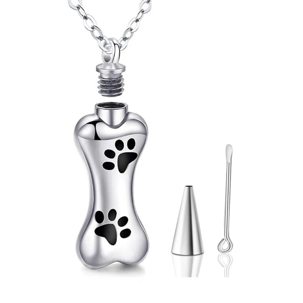 Bone and Paw Print Cremation Locket for Dogs Doggie Memorial