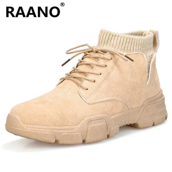 

Men Faux Suede Leather Ankle Boots European style New Popular Outdoor Shoes Man High Top Autumn Winter Platform Martin Boots