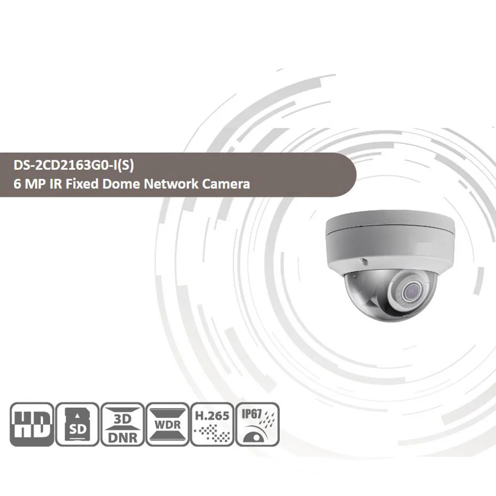 Hikvision Original6mp IP камера DS 2CD2163G0 I IS мини купольная сетевая слот для sd карты поддержка
