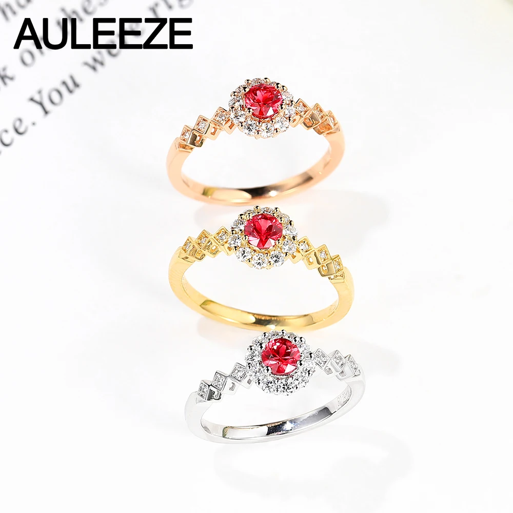 AULEEZE 0.25CT кольцо из природного рубина настоящий бриллиант 18 К розовое золото кольцо с драгоценным камнем Ювелирный Подарок на юбилей