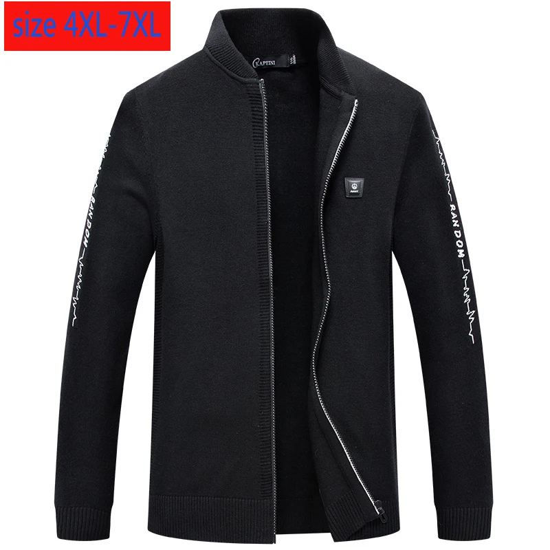 

New Men Autumn Casual Zipper Knitted Jacket Sweater Young Computer Knitted Mandarin Collar Cardigan Plus Size 4XL 5XL 6XL 7XL