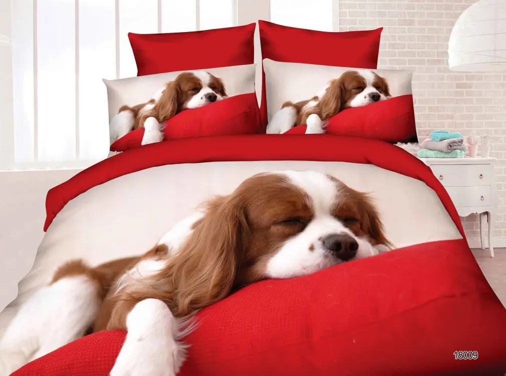 

Hot tyle 3D digital dog printing 100% Polyester bedding set 2pcs/3pcs/4pcs 1 duvet cover + 1/2 pillowcases bed in a bag.