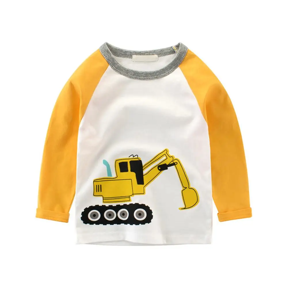 

Child's Clothing Long Sleeve T-shirt Stitching Sleeve Excavator Pattern Base Cotton T-Shirts Support Dropshipping/Wholesale