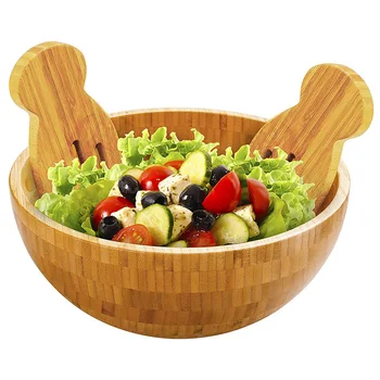 

Bamboo Salad Bowl Round Serving Bowl Large Capacity Fruit Bowl Kitchen Food containers Hand Made For Fruit Snacks Noddle
