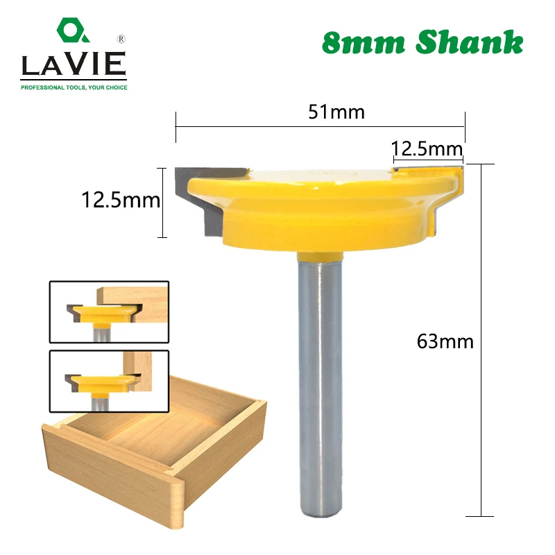  LAVIE 8mm Straight Drawer Molding Router Bit Drawer Lock Tenon Knife Plug Wood Milling Cutter Door 