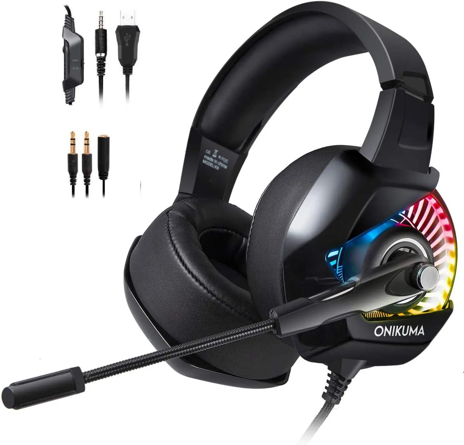 ONIKUMA K6 Игровые наушники проводные стерео RGB профессиональные гарнитура с