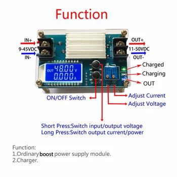 

Boost Adapter CVCC Converter Step Up Power Supply Module Adjustable LCD Display DC-DC 10V-50V 5A