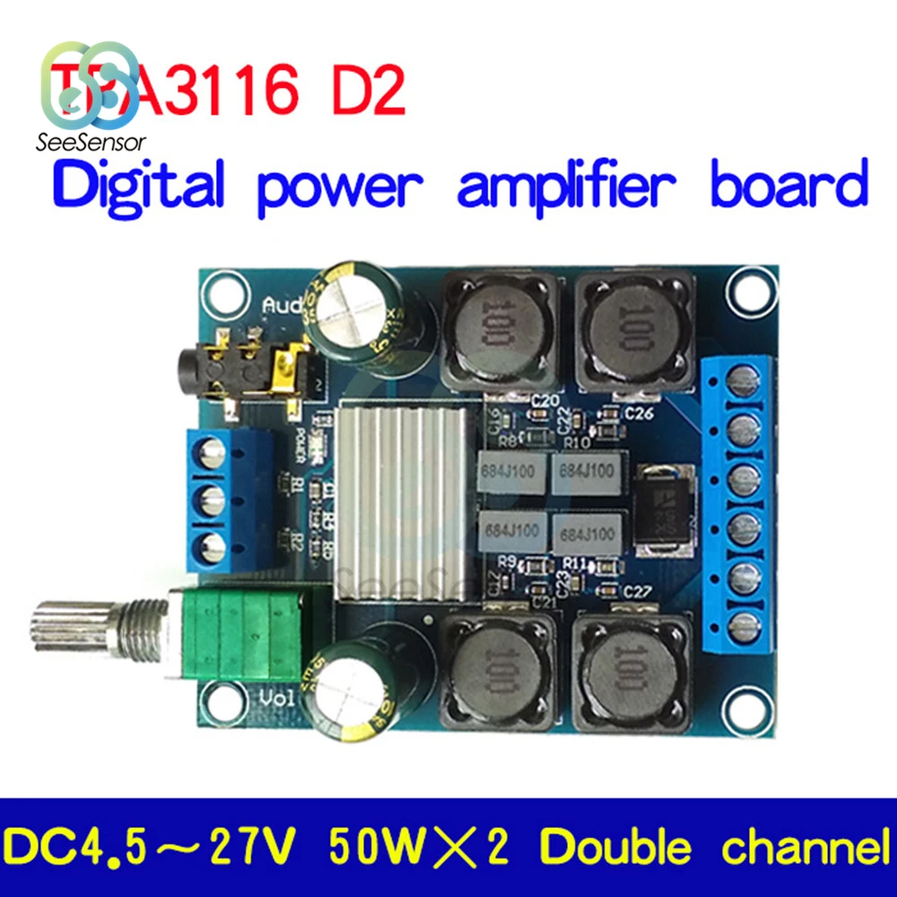 TPA3116D2 двухканальный цифровой усилитель мощности доска 2*50 Вт DC 4,5-27 в двухканальный стерео аудио усилитель 50 Вт+ 50 Вт