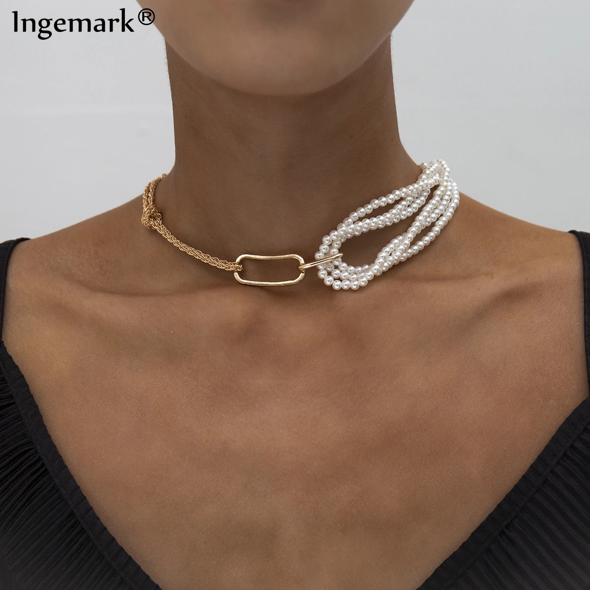 Necklace Pearl-Chain Wedding-Steampunk Thick Choker Twisted Chunky Gothic Unique Women