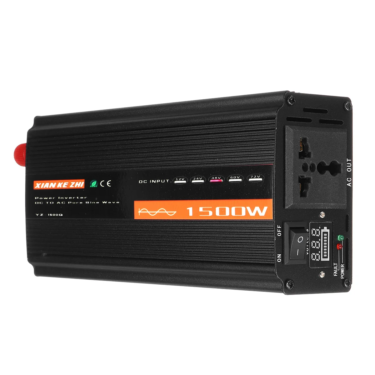 1500 Вт Чистая Синусоидальная волна инвертор DC12V/24 В/48 В к ac220в 50 Гц усилитель конвертера мощности для автомобиля Инвертор бытовой DIY - Цвет: Золотой