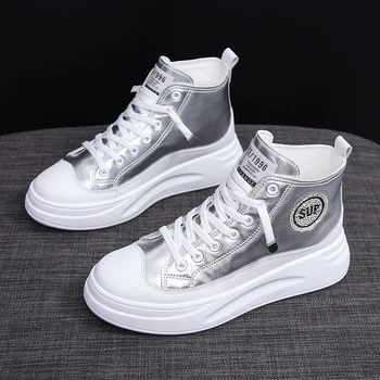 

Thick bottom high-top shoes women 2019 autumn new Korean version of the wild sponge cake sports casual canvas small white shoes