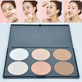

6 Colors Daily Conceal Casual Salon Wedding Make Up Acccessory Semigloss Home Party Portable Foundation Powder Palette