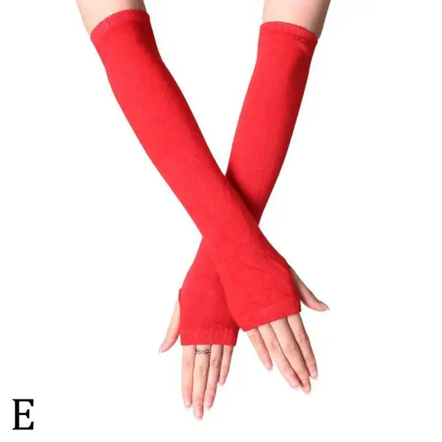 Unisex Long Fingerless Gloves Gloves Arm Cover Striped Cotton Wrist Sleeves Arm Warmer Sleeve Knitted Gloves Womens Fingerless E
