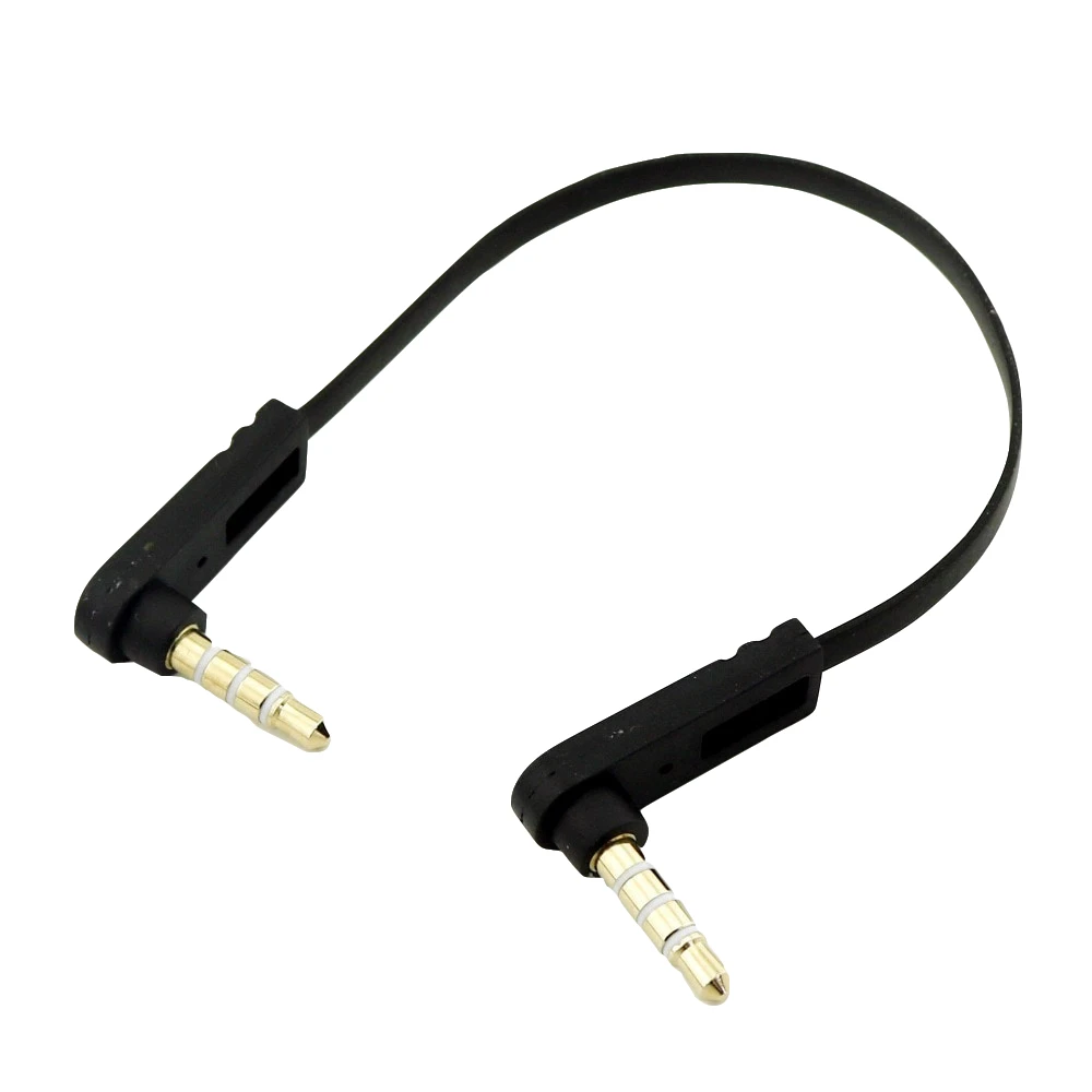 1X3.5 Millimetri 4 Poli Maschio A 3.5Mm 4 Poli Maschio Ad Angolo Retto Stereo Audio Filo Piatto M /M Di Estensione Del Connettore Del Cavo 15 Centimet
