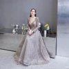 Dubaï luxe à manches longues robe de soirée 2022 magnifique col en v dentelle plissée perlée cristal Sexy robe formelle ► Photo 3/6