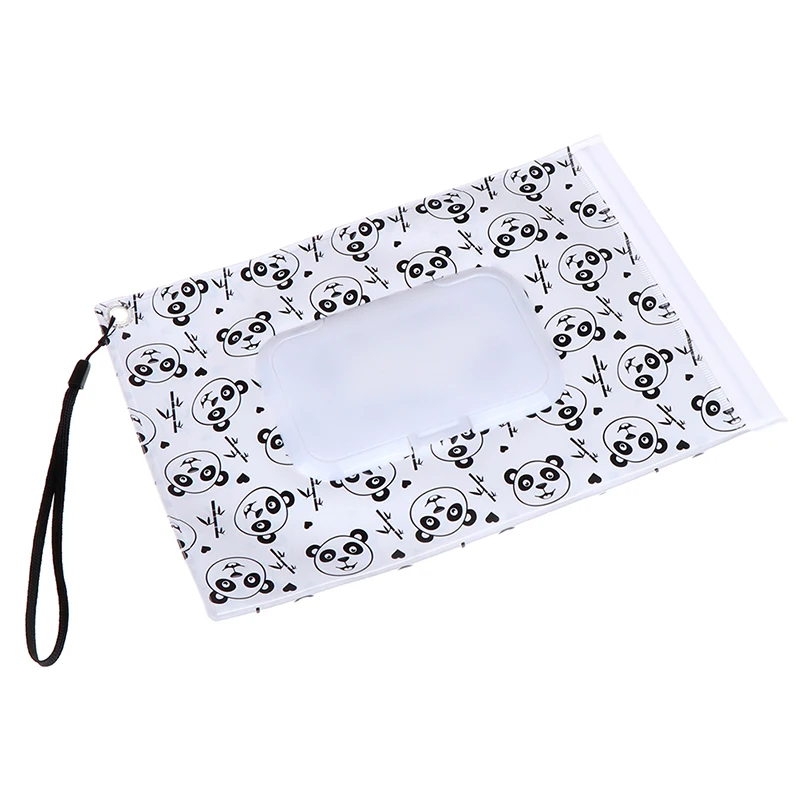 Eco-friendly Easy-carry Snap-strap Wipes Container Wet Wipes Bag Clamshell Cosmetic Pouch Clutch and Clean Wipes Carrying Case