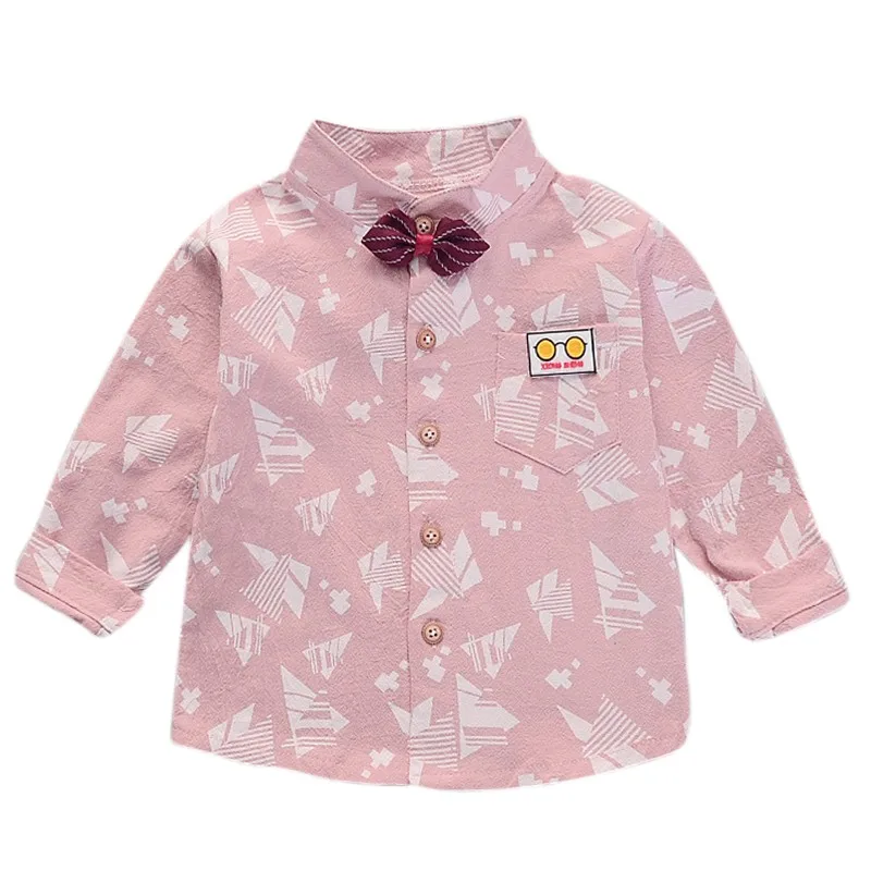 Лидер продаж, одежда с длинными рукавами и принтом Львов для маленьких мальчиков осенне-весенняя одежда футболки для детей Повседневная Блузка для детей от 6 до 48 месяцев - Цвет: Розовый