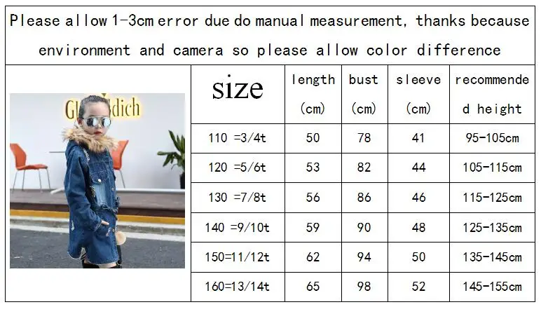 Зимнее пальто с капюшоном для девочек пальто с меховым воротником модная теплая джинсовая одежда с хлопковой подкладкой для девочек, верхняя одежда для девочек