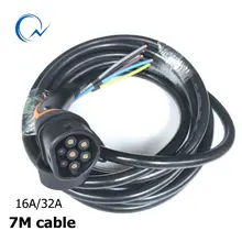 16A 32A Тип 2 штекер с 7 м кабель для EV сторона IEC 6219-2 Европейский стандарт штекер однофазный трехфазный IEC женский разъем переменного тока