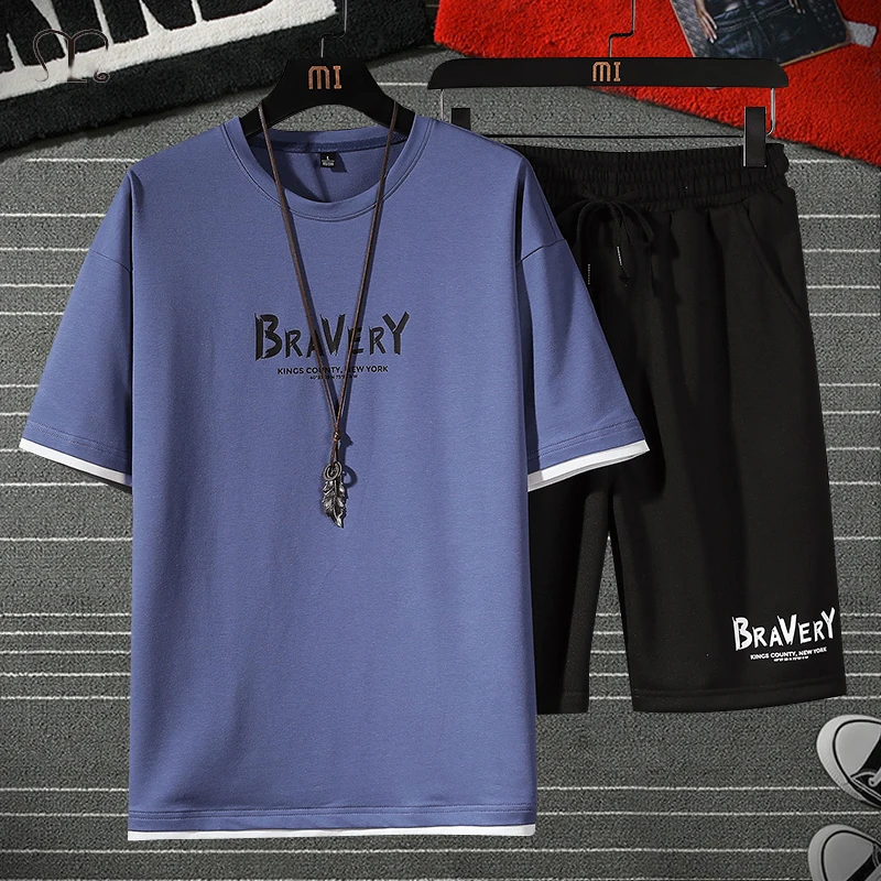 Good Value Men's Tracksuit Shorts T-Shirt Men-Sets Brand-Clothing Printed Two-Pieces Summer Casual AjXNek65mL5