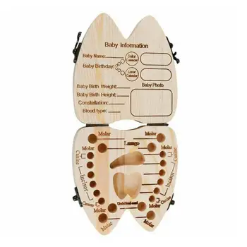 

Wood Baby Milk Tooth Box Kid Umbilical Lanugo Keepsakes Storage Case English-Typ Recommended Usage Age for 0-6 Years As Gift