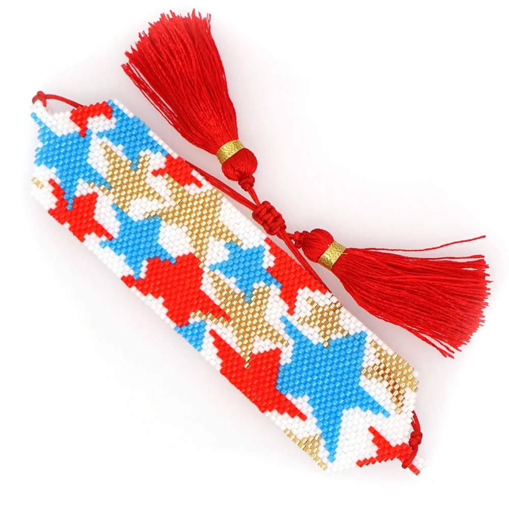 Go2boho браслеты для женщин Star Pulseira Mujer Femme Boho MIYUKI браслет для женщин Мехико Ювелирные изделия Широкий браслет ручной работы ткацкий станок - Окраска металла: MI-B190606A